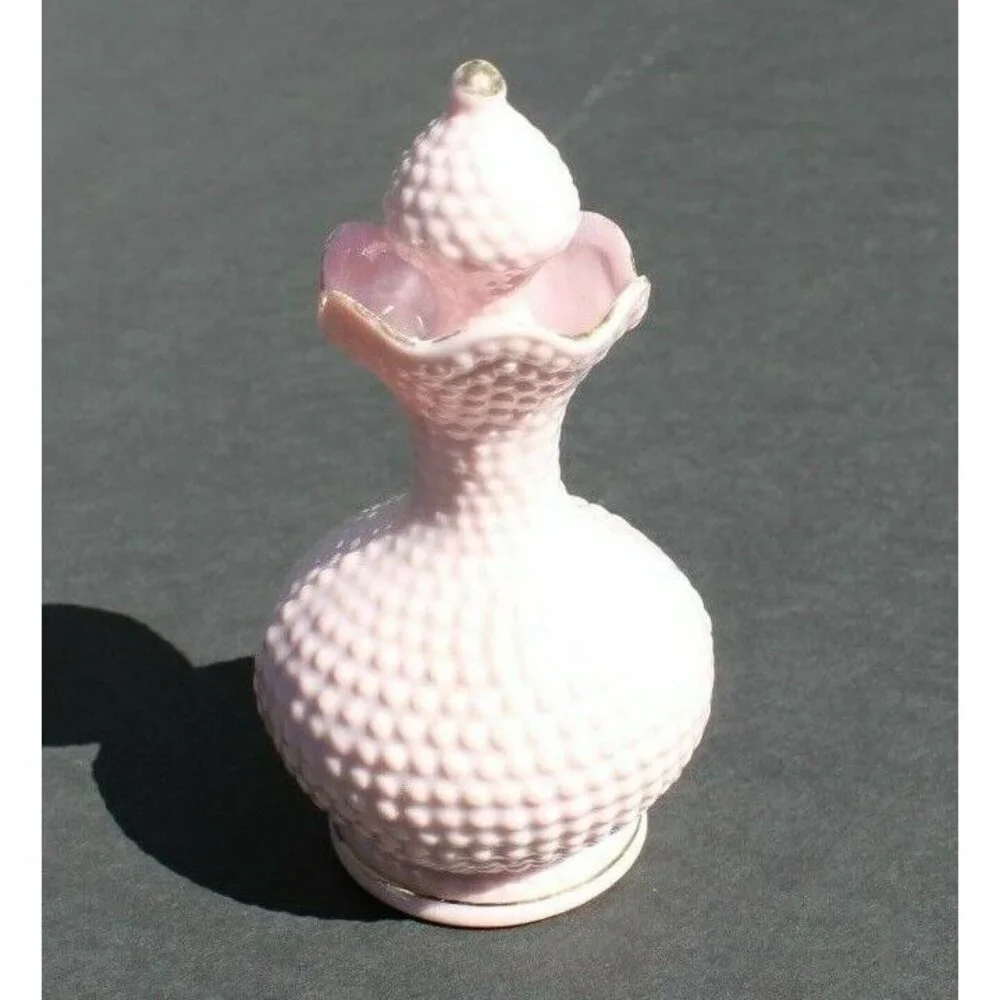VTG Purple Porcelain HB Bubbled Flower Mini Table Top Creamer / Oil W/ Stopper